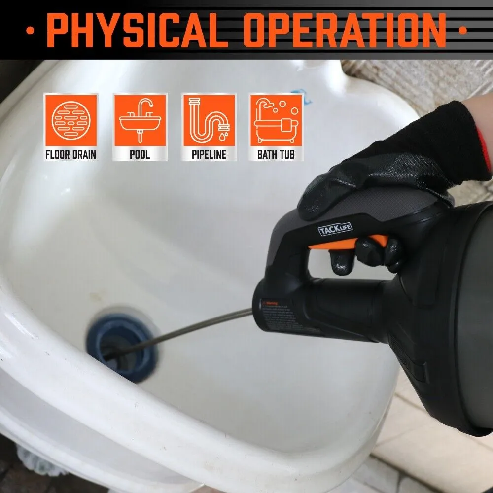 2in1 Drain Auger Cleaner Unblocker with 7m Cable - Sewage Pipe Cleaning Plumbing Tool, Suitable for Home Use