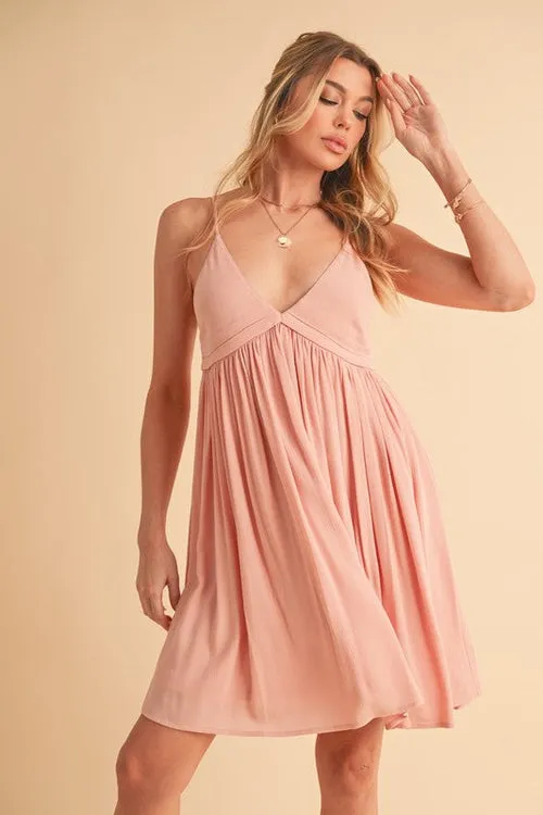 Aemi   Co Ruched Plunge Mini Cami Dress