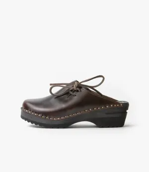 Alps Side Lace Clog – Brown Leather