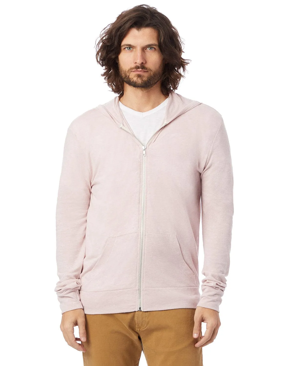 Alternative Unisex Eco-Jersey Zip Hoodie | Eco Rose Quartz