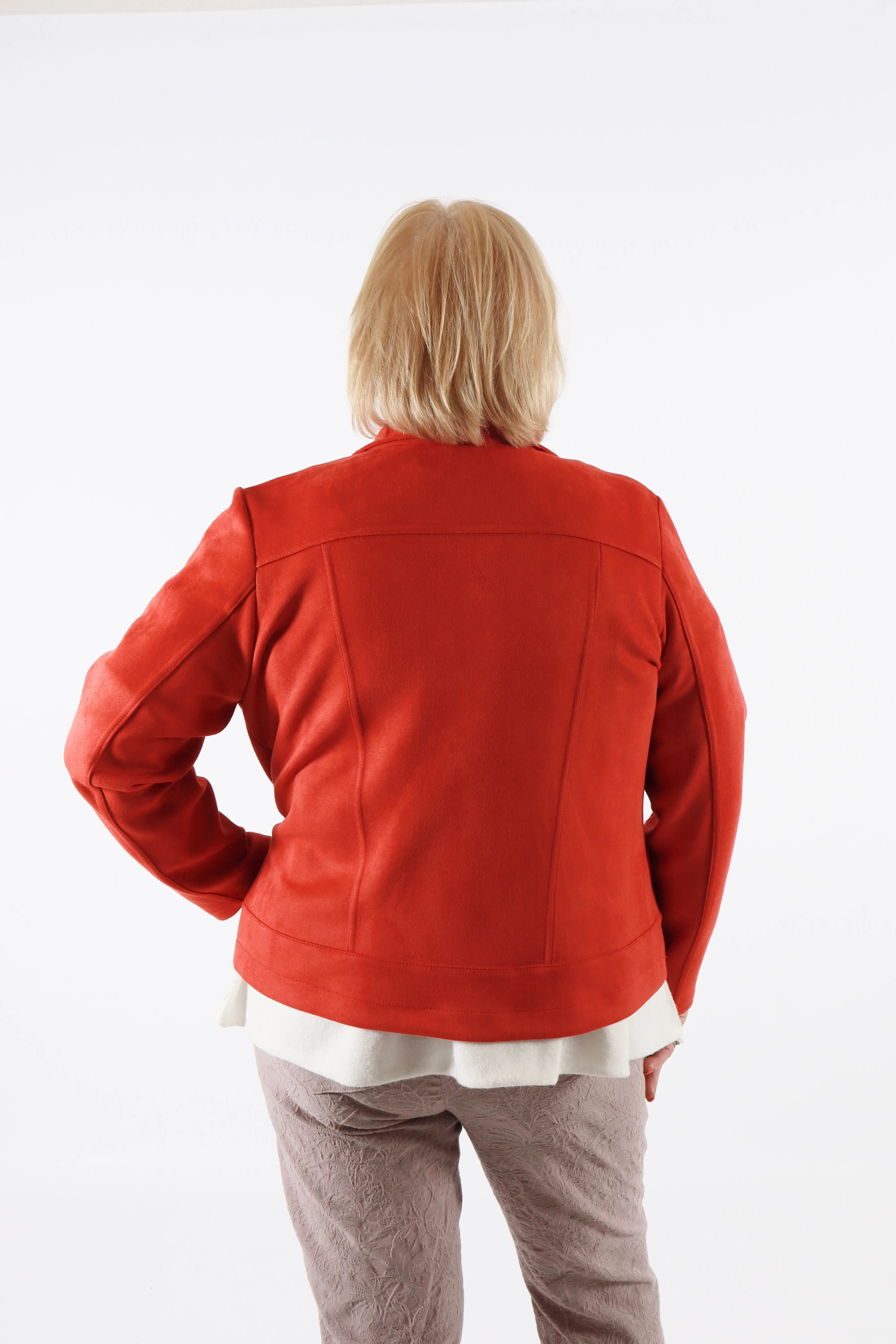 Amber Suede Biker Jacket in Burnt Orange