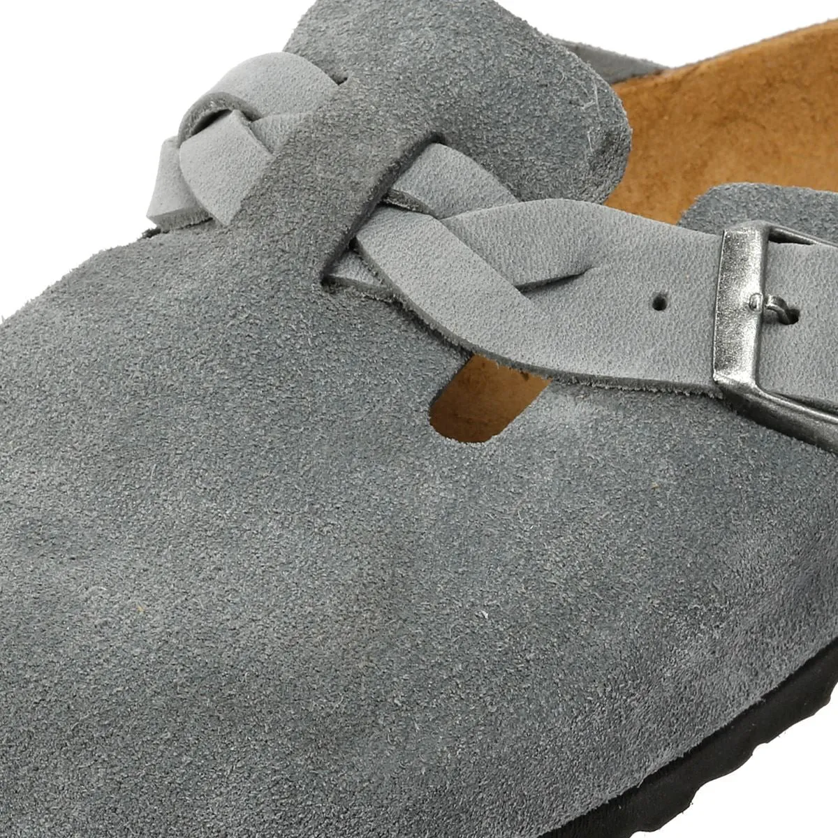 Birkenstock Boston Braided Suede Women's Basalt Grey Narow Fit Clogs