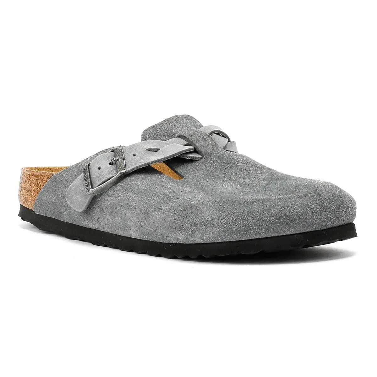 Birkenstock Boston Braided Suede Women's Basalt Grey Narow Fit Clogs