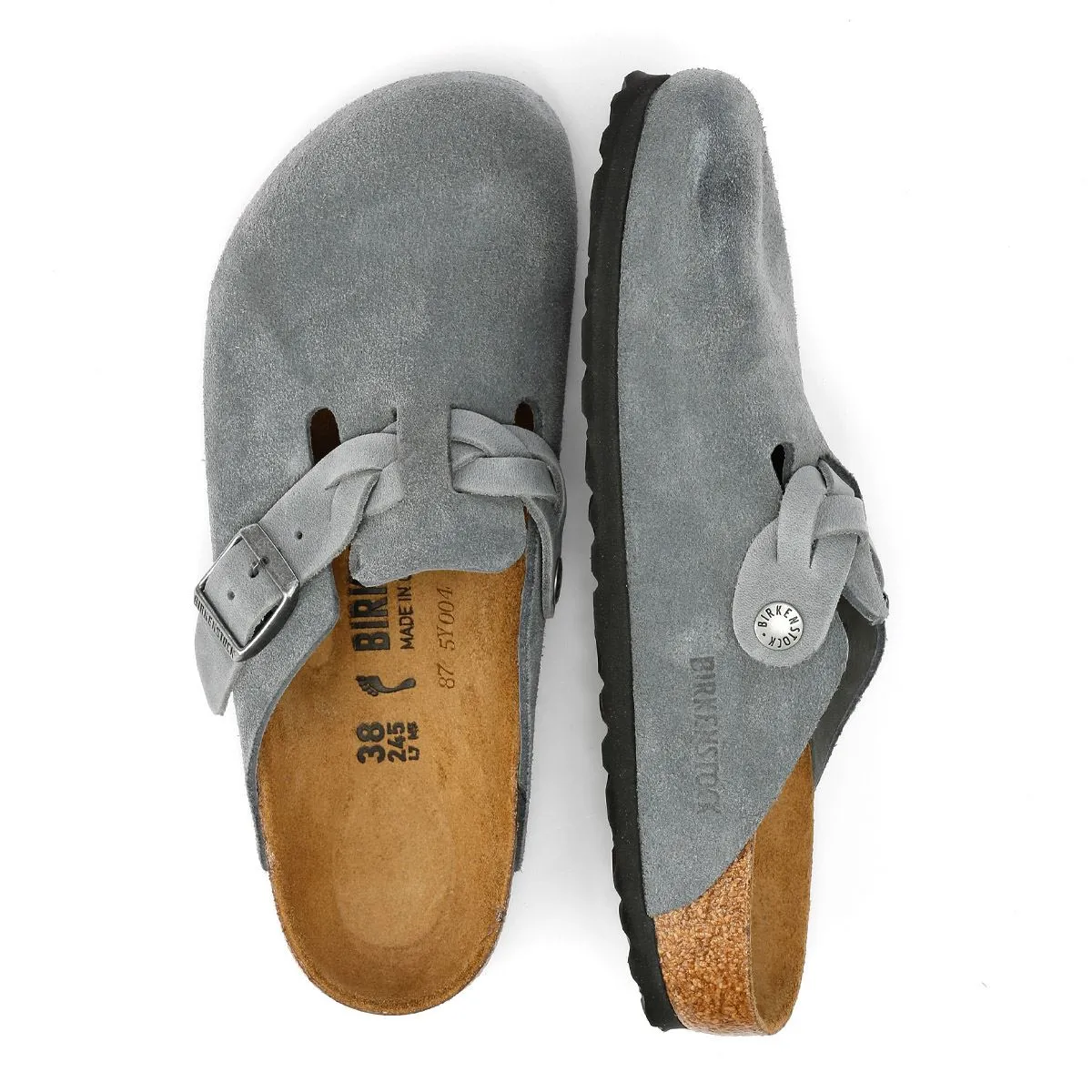Birkenstock Boston Braided Suede Women's Basalt Grey Narow Fit Clogs