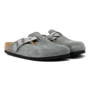 Birkenstock Boston Braided Suede Women's Basalt Grey Narow Fit Clogs