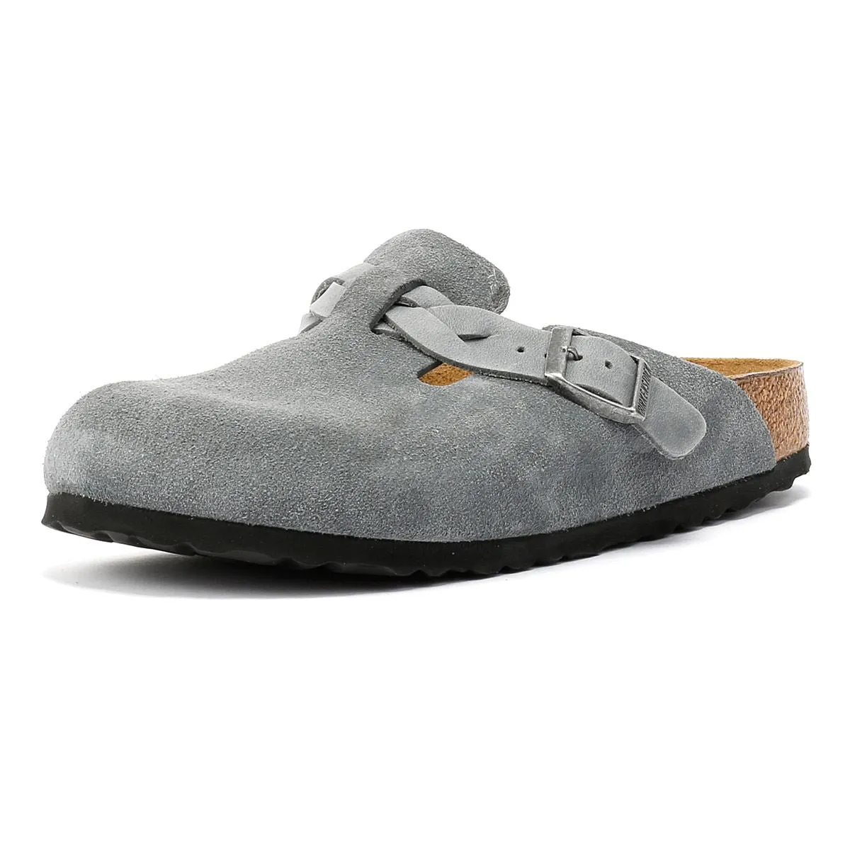 Birkenstock Boston Braided Suede Women's Basalt Grey Narow Fit Clogs