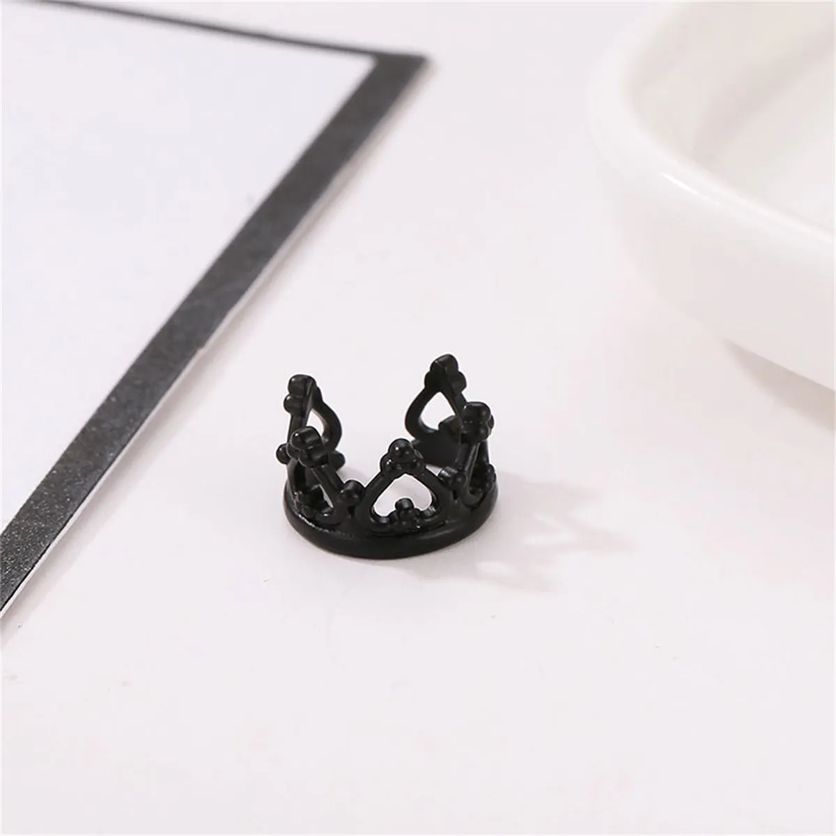 Black Heart Crown Ear Cuff