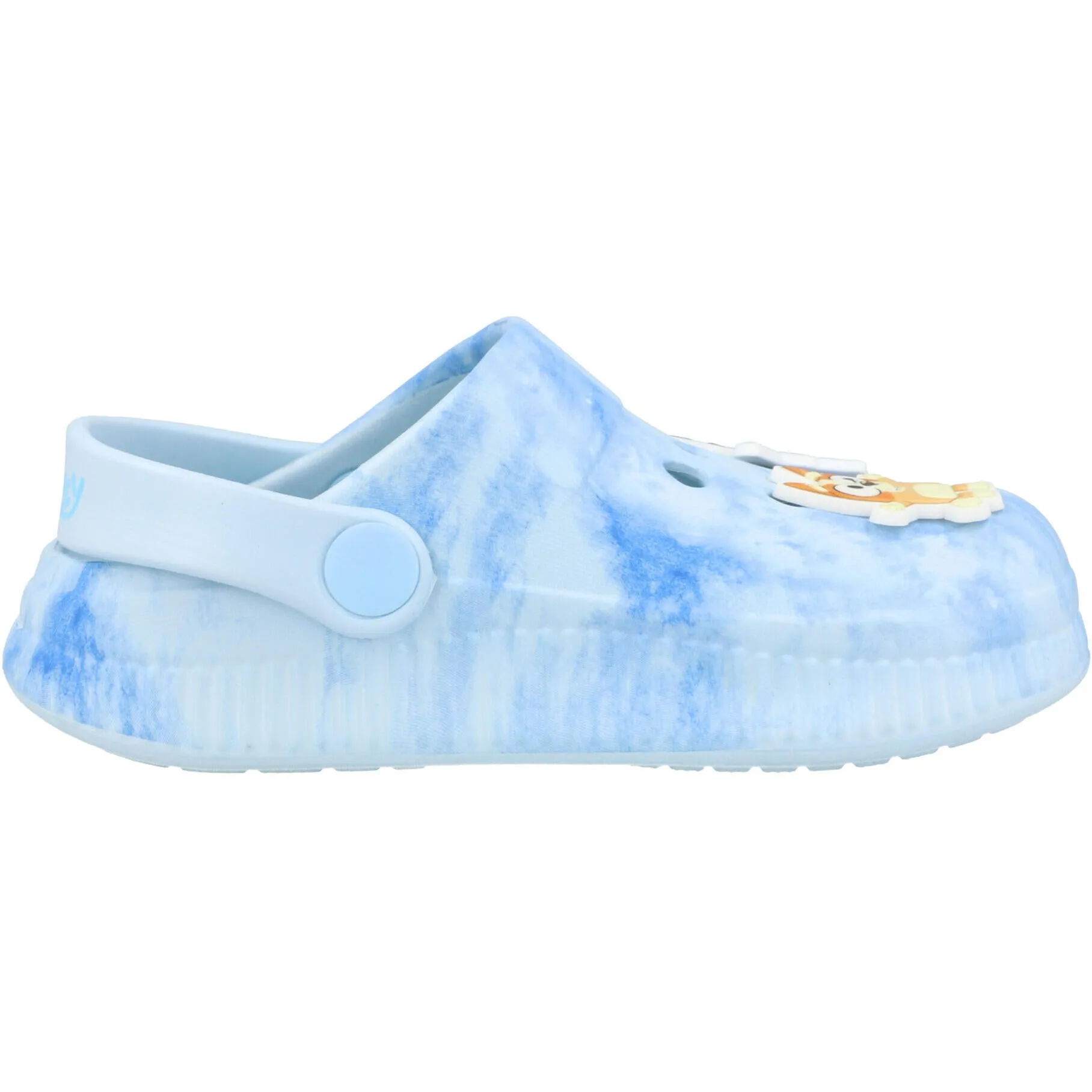 Bluey Tie Dye Kids Clogs with Bingo Badges Blue