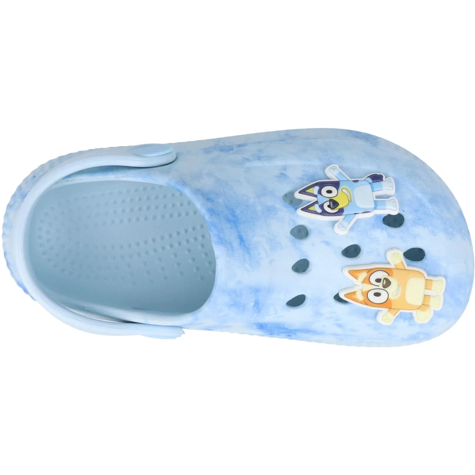 Bluey Tie Dye Kids Clogs with Bingo Badges Blue