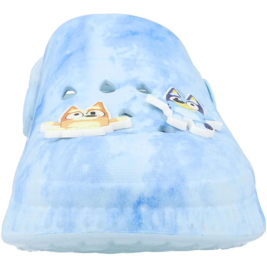 Bluey Tie Dye Kids Clogs with Bingo Badges Blue