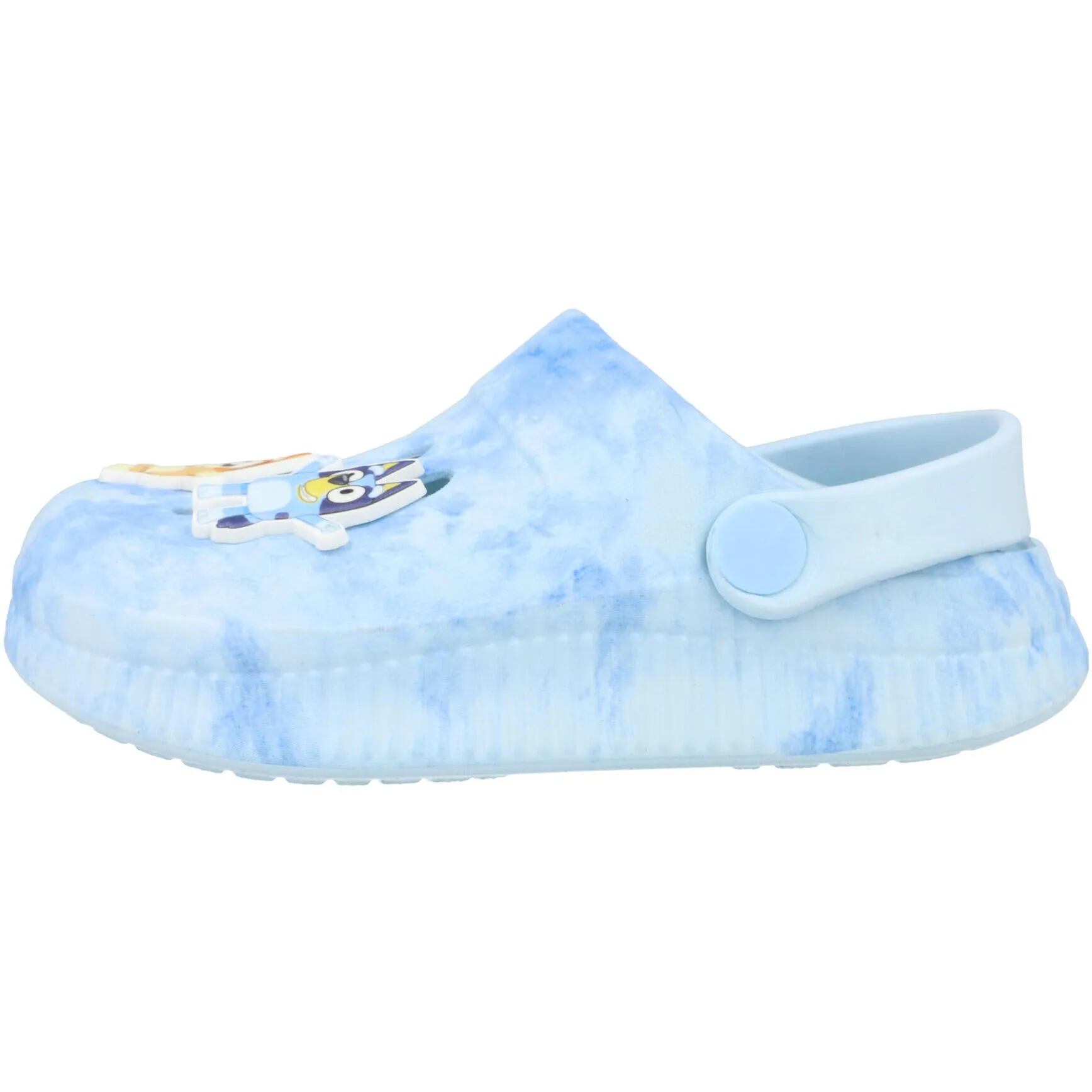 Bluey Tie Dye Kids Clogs with Bingo Badges Blue