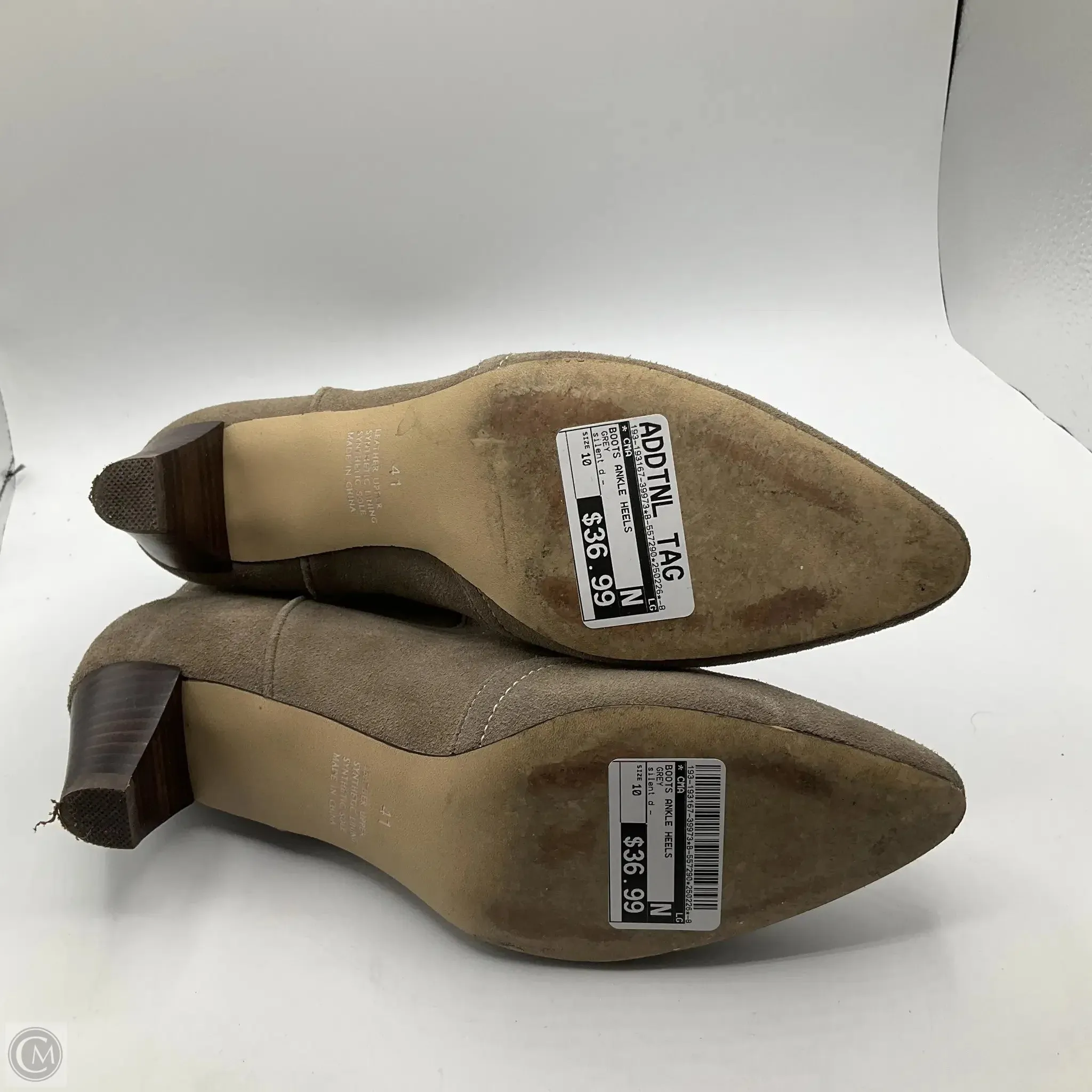 Boots Ankle Heels By Cma In Grey, Size: 10
