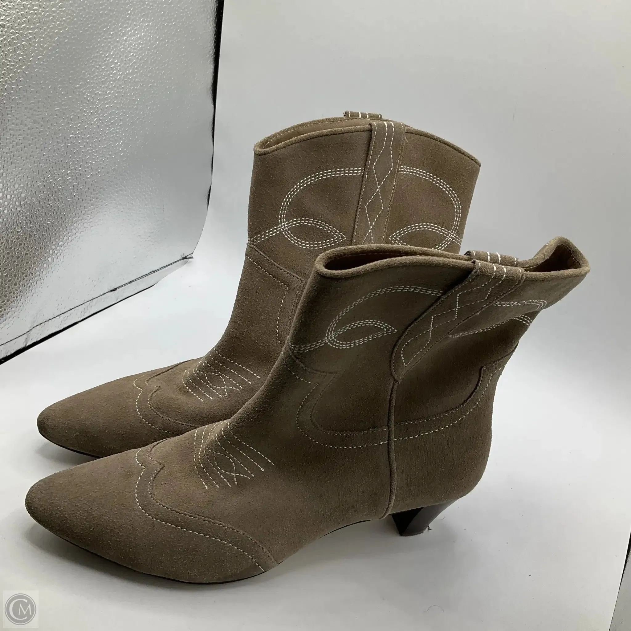 Boots Ankle Heels By Cma In Grey, Size: 10