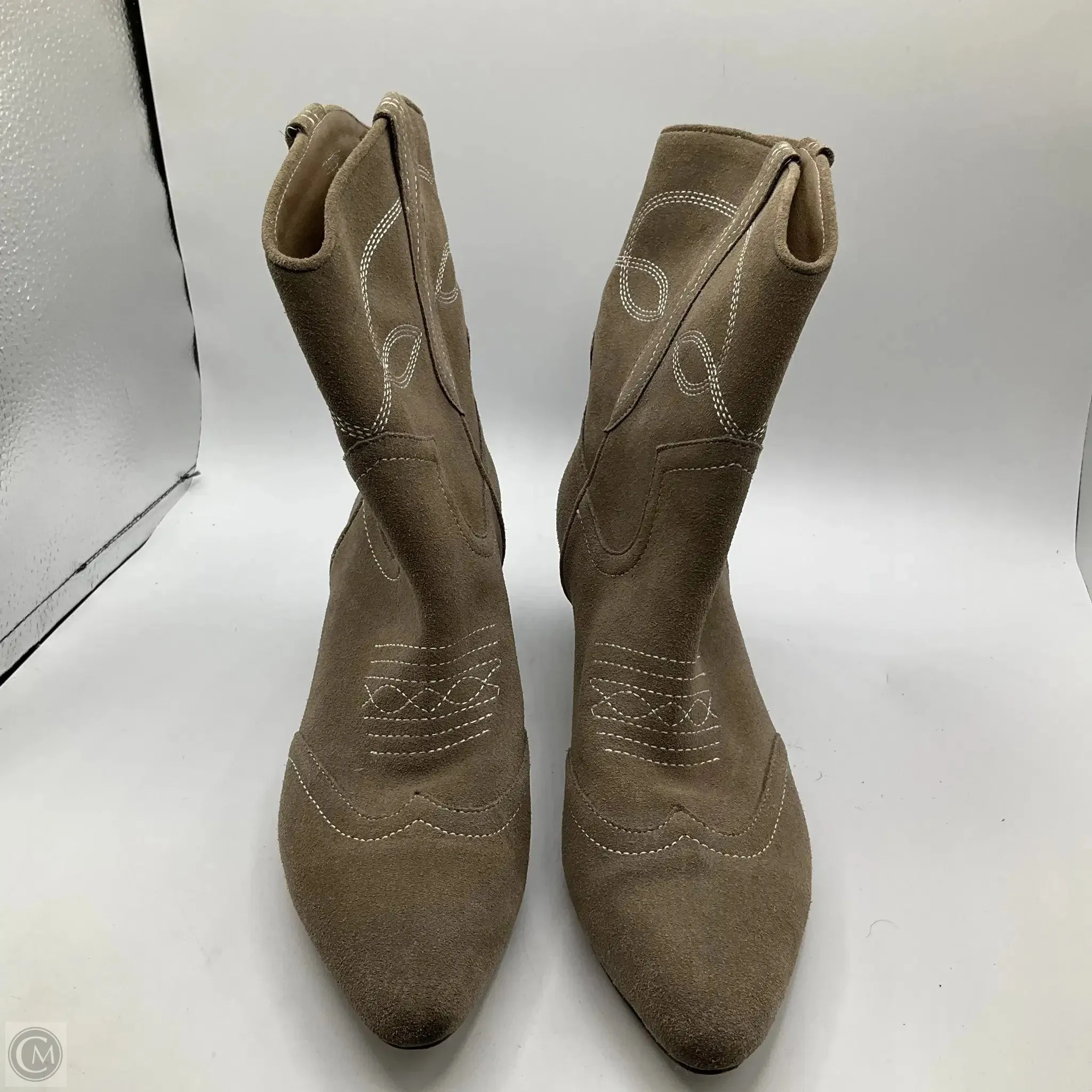 Boots Ankle Heels By Cma In Grey, Size: 10