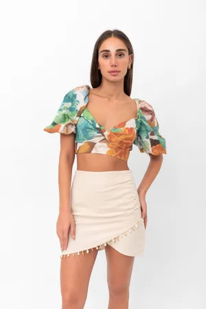 Britney Asymmetrical Accent Skirt - Beige