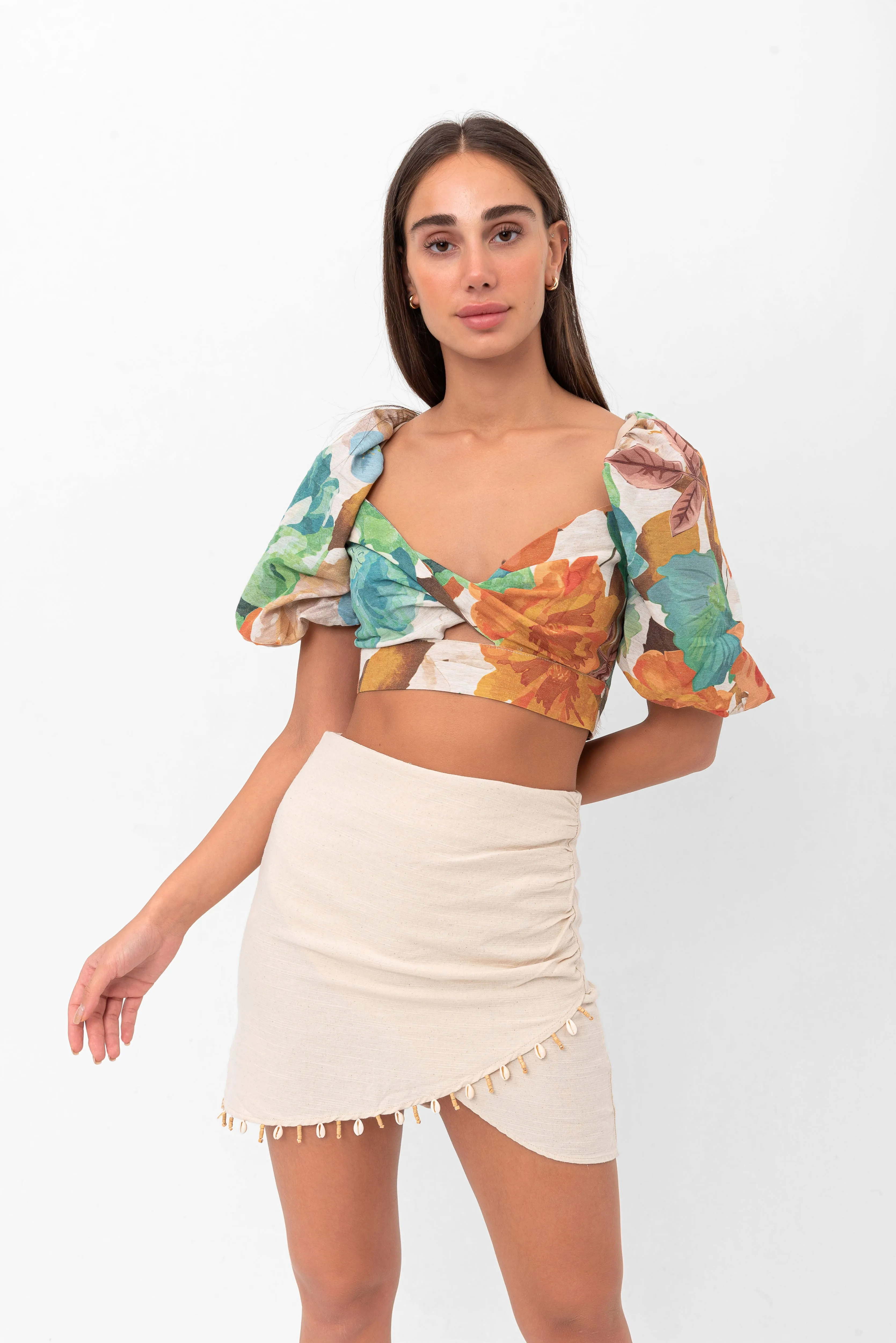 Britney Asymmetrical Accent Skirt - Beige