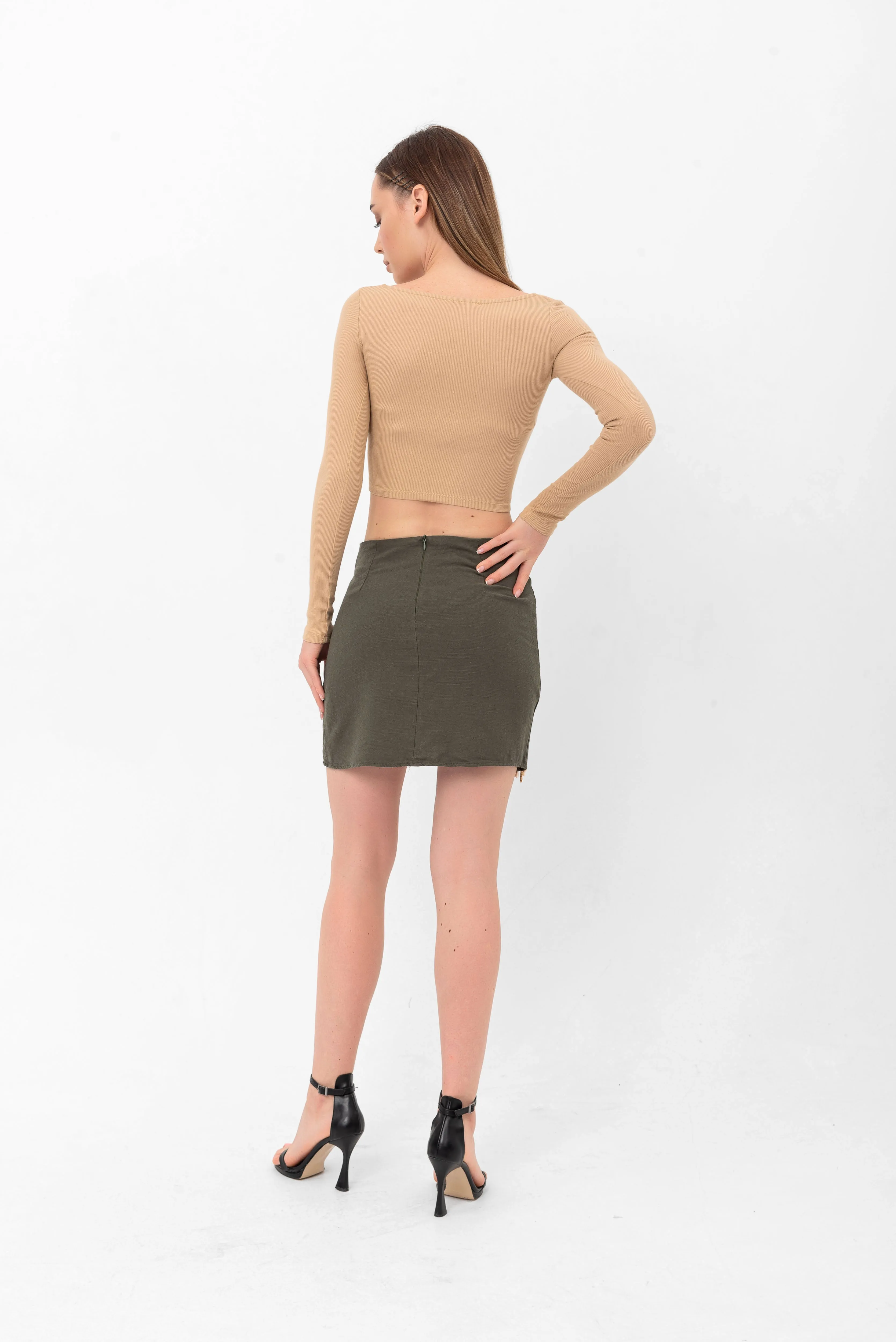 Britney Asymmetrical Accent Skirt - Green