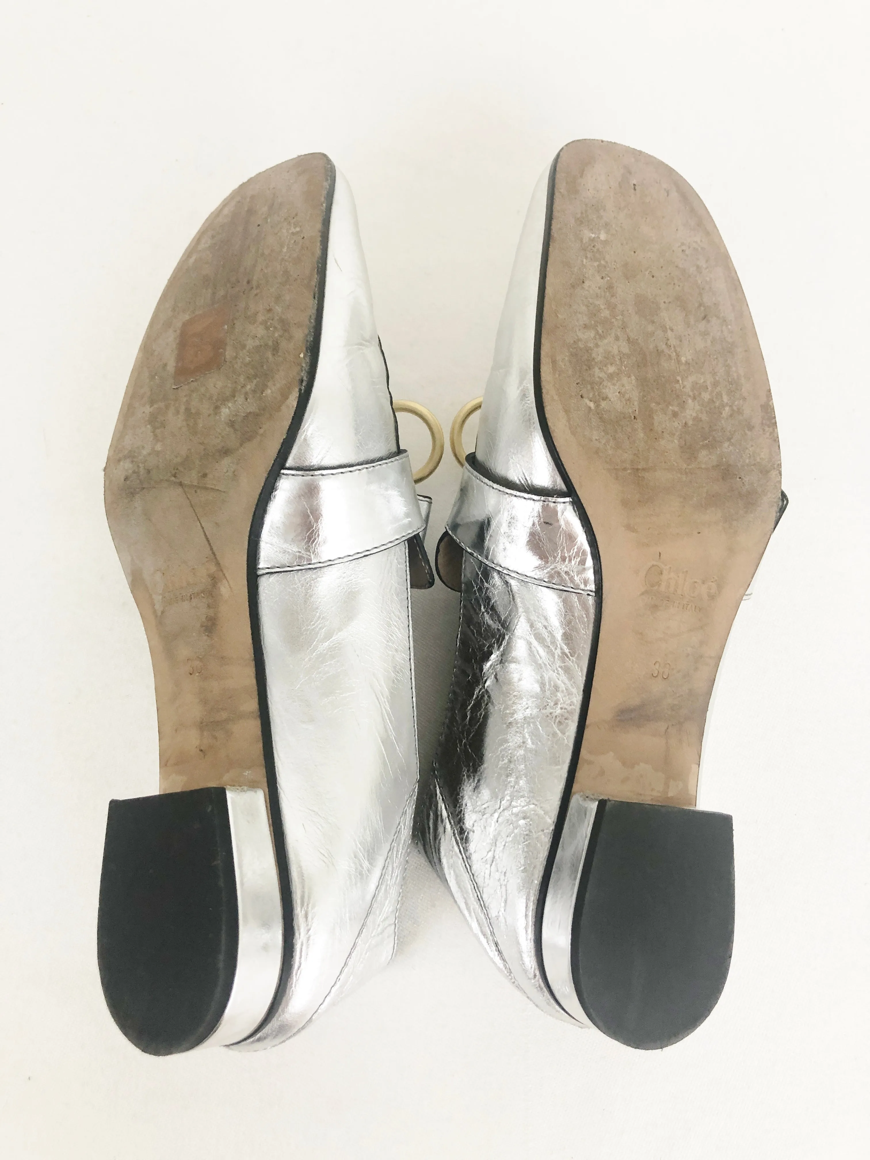 Chloe Silver Loafer/Slide Size 8
