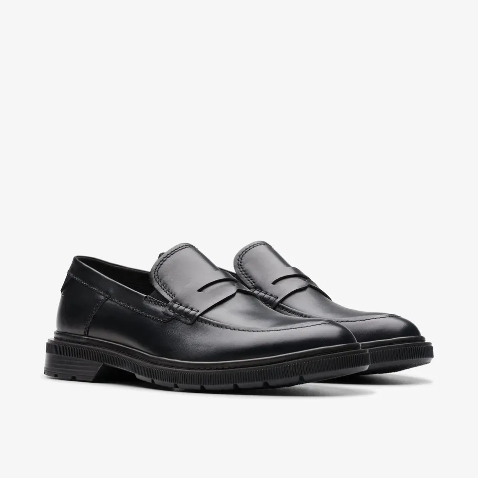 Clarks Men's Burchill Penny Black Leather 26176929