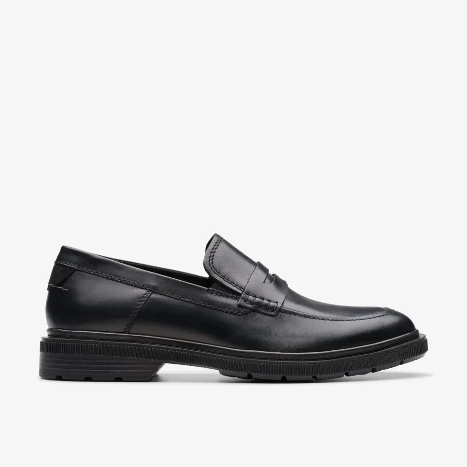 Clarks Men's Burchill Penny Black Leather 26176929