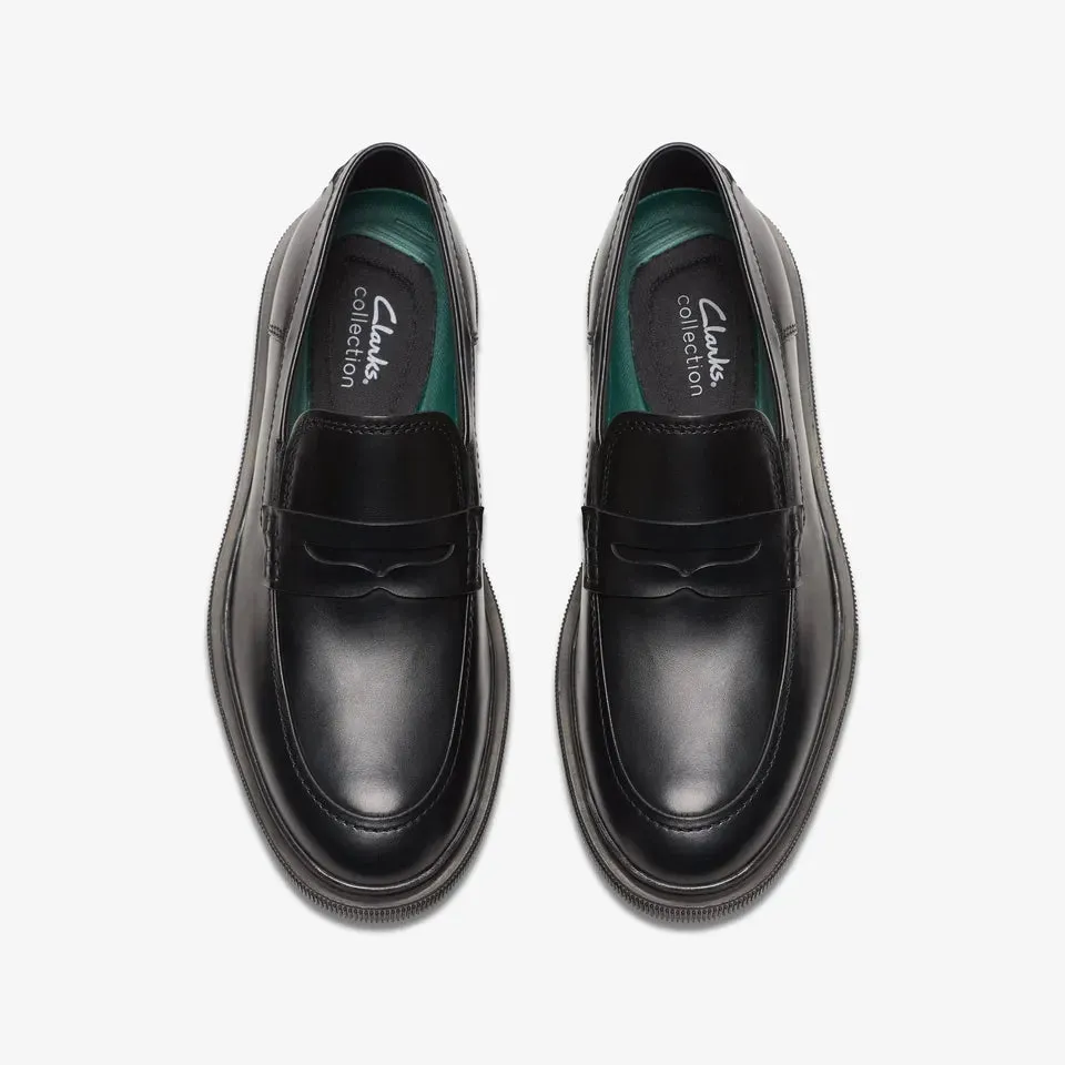 Clarks Men's Burchill Penny Black Leather 26176929
