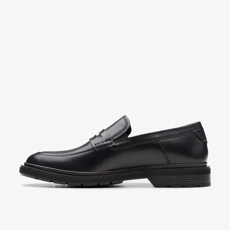 Clarks Men's Burchill Penny Black Leather 26176929