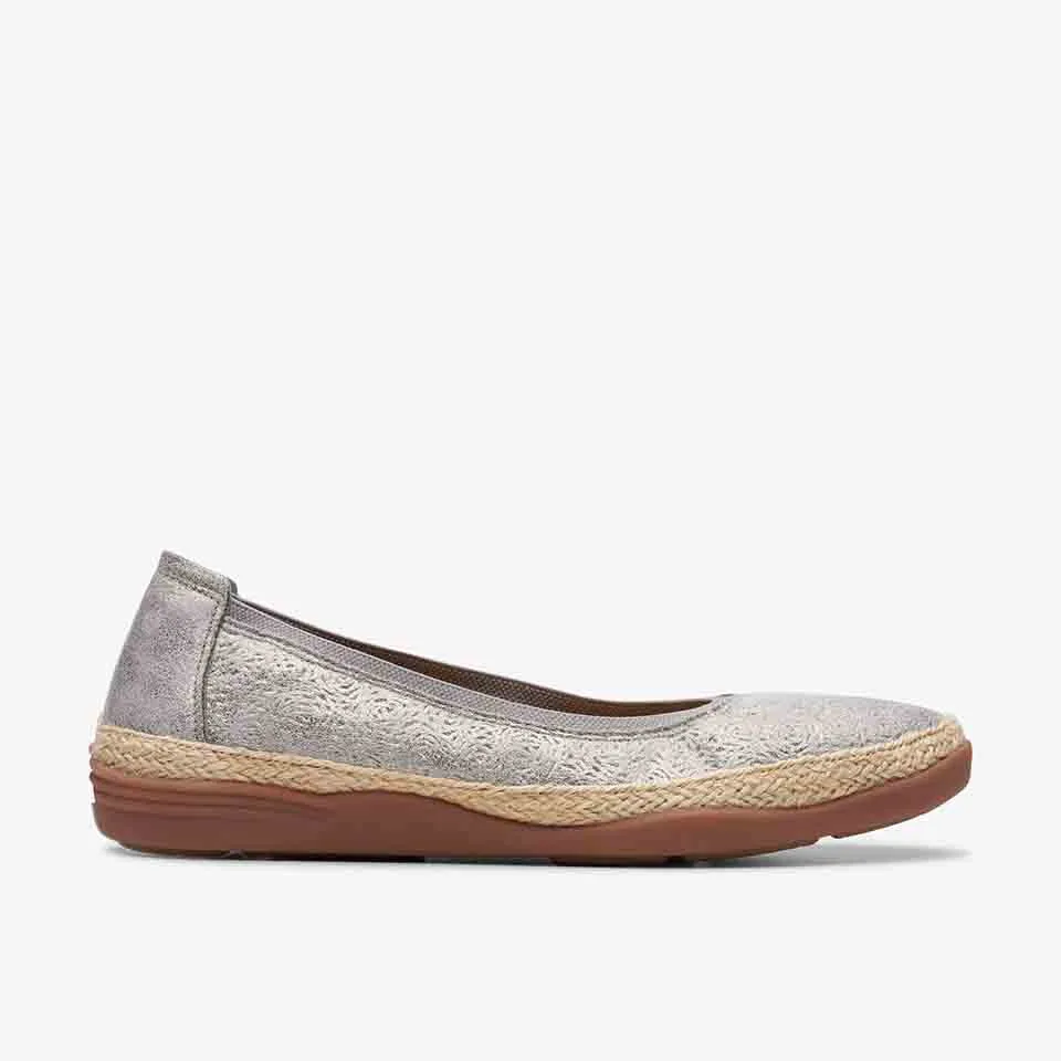 Clarks Women's Elaina Rae Black Leather | Pewter Metallic