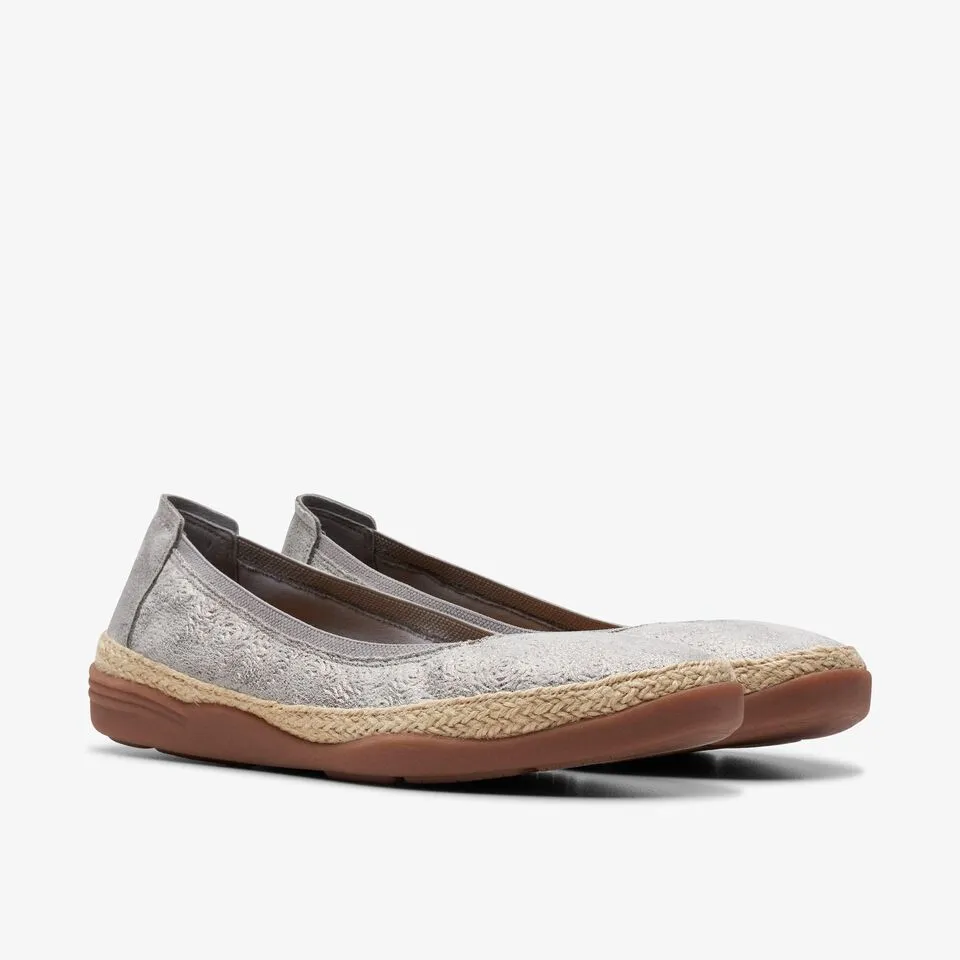 Clarks Women's Elaina Rae Black Leather | Pewter Metallic