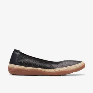 Clarks Women's Elaina Rae Black Leather | Pewter Metallic