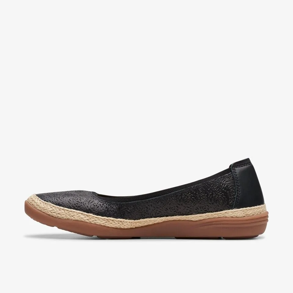 Clarks Women's Elaina Rae Black Leather | Pewter Metallic