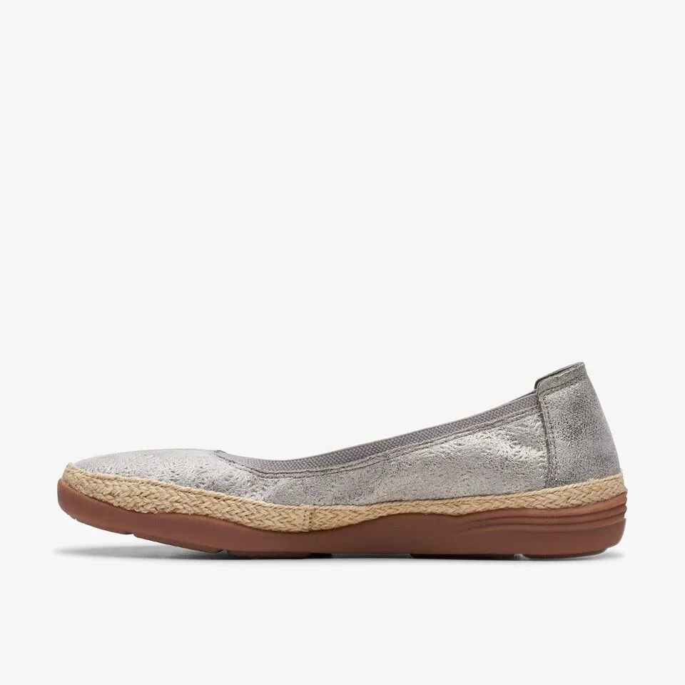 Clarks Women's Elaina Rae Black Leather | Pewter Metallic