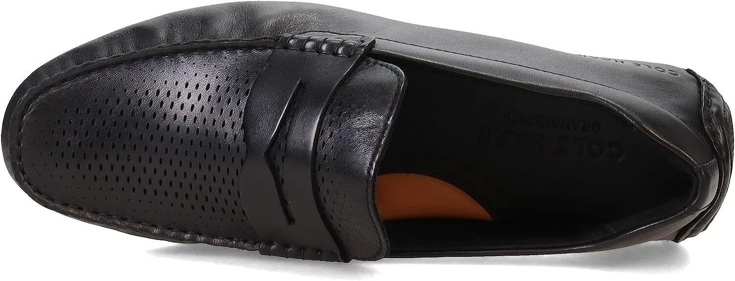 Cole Haan Mens Grand Laser Penny Driver Loafer Black/Black C36651