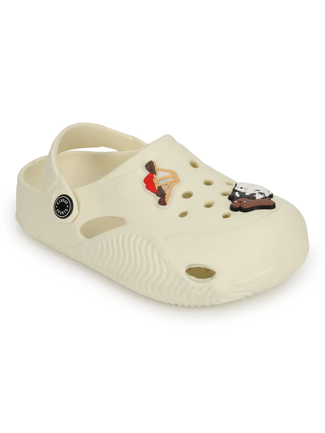 Cream Stylish Slip-On Clogs For Kids-Unisex (TC-LCLOG1-CRM)