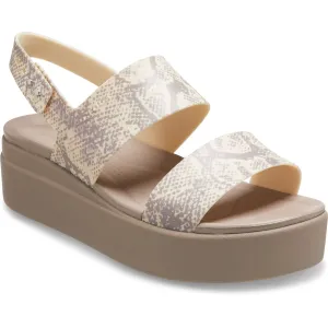 Crocs Women's Brooklyn Snake Low Wedge in Bone 4 to 8