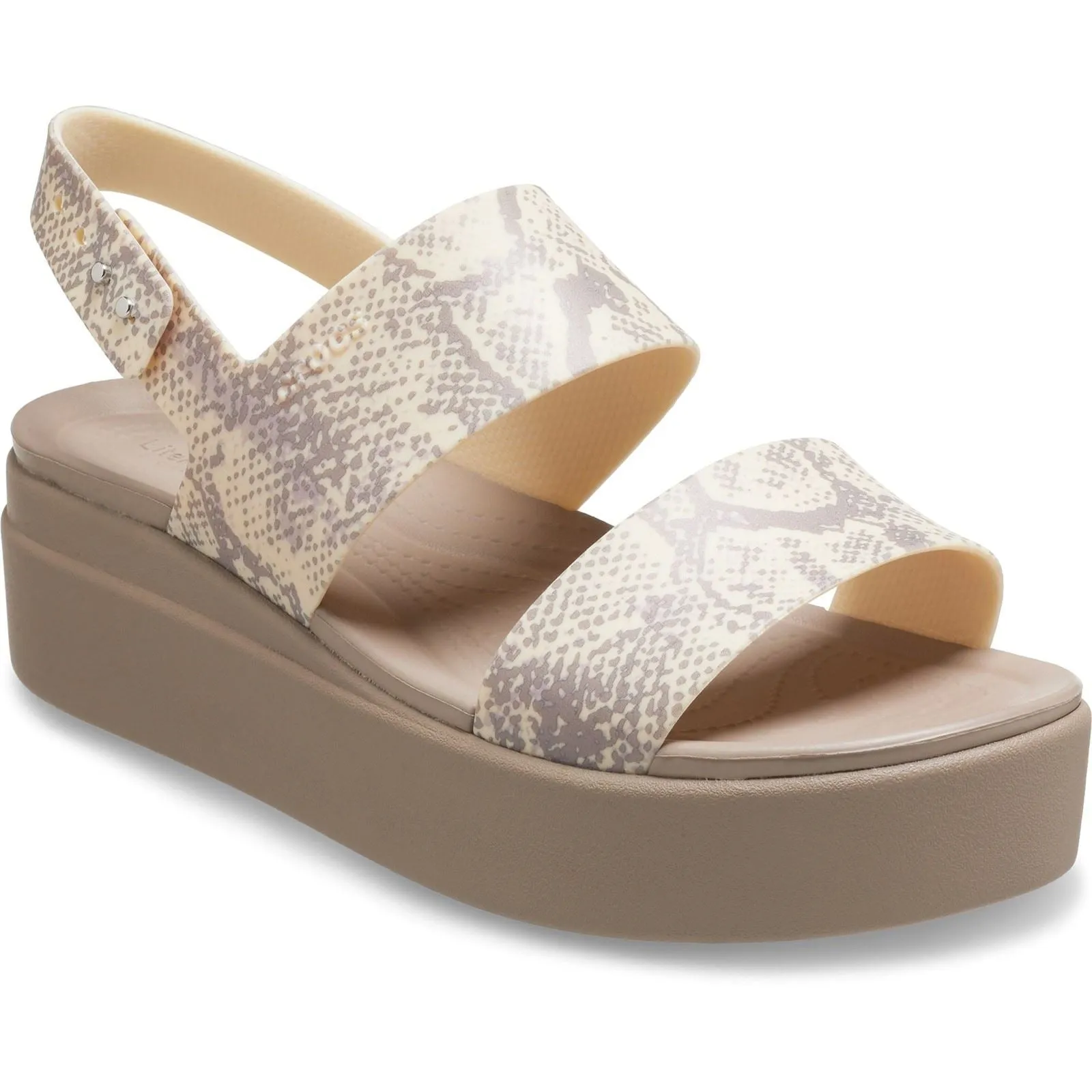 Crocs Women's Brooklyn Snake Low Wedge in Bone 4 to 8