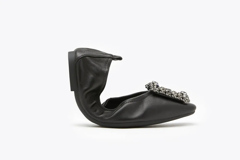 Crystal Buckle Foldable Flats