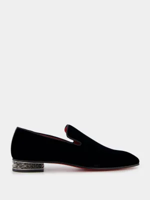 Dandyrocks Crystal-Heeled Velvet Loafers
