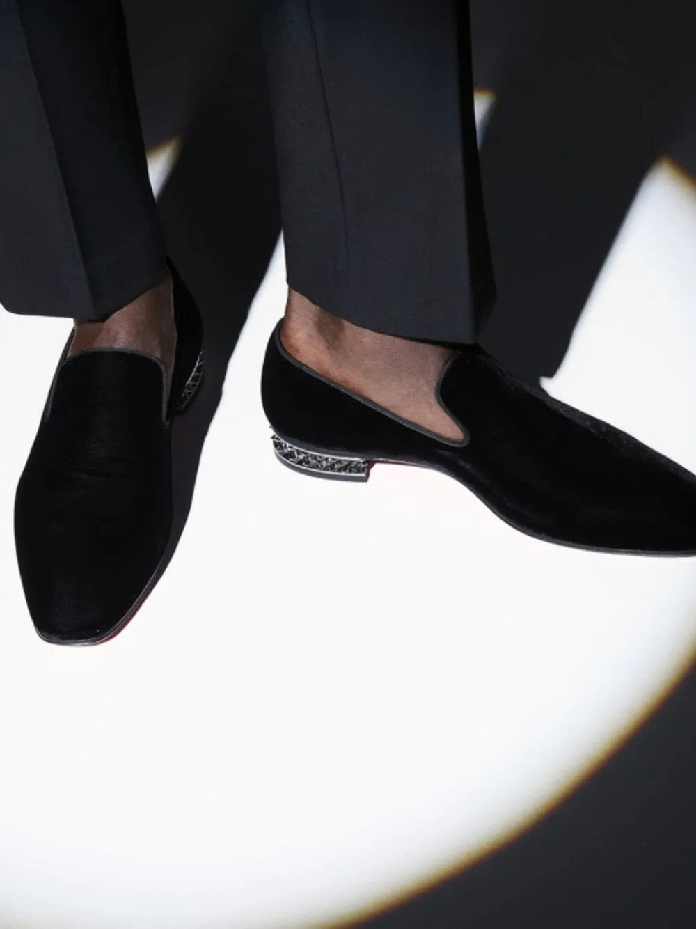 Dandyrocks Crystal-Heeled Velvet Loafers
