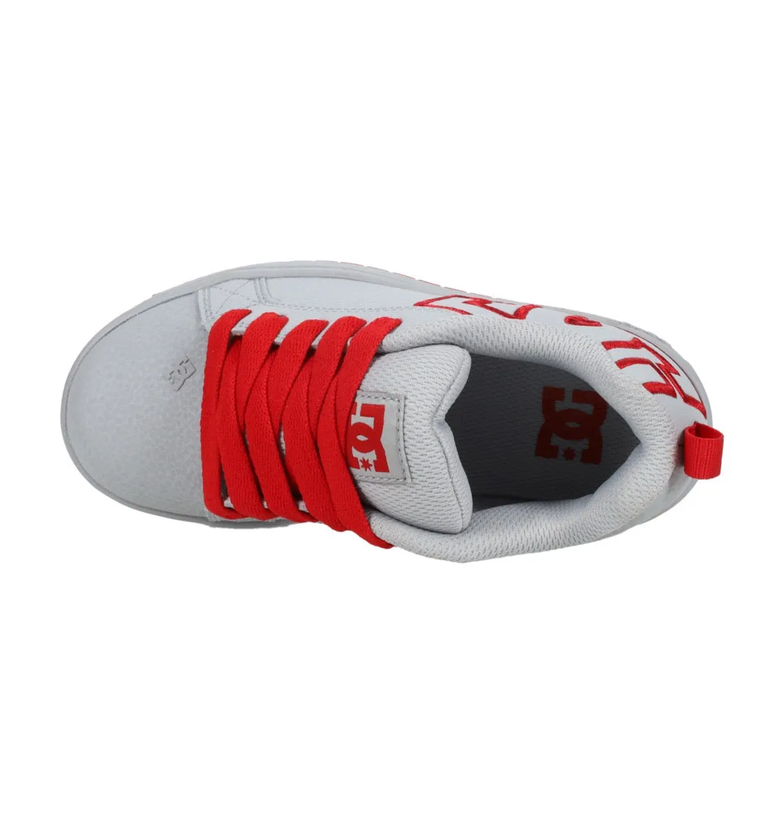 DC SHOES COURT GRAFFIK GREY RED YOUTH TRAINERS
