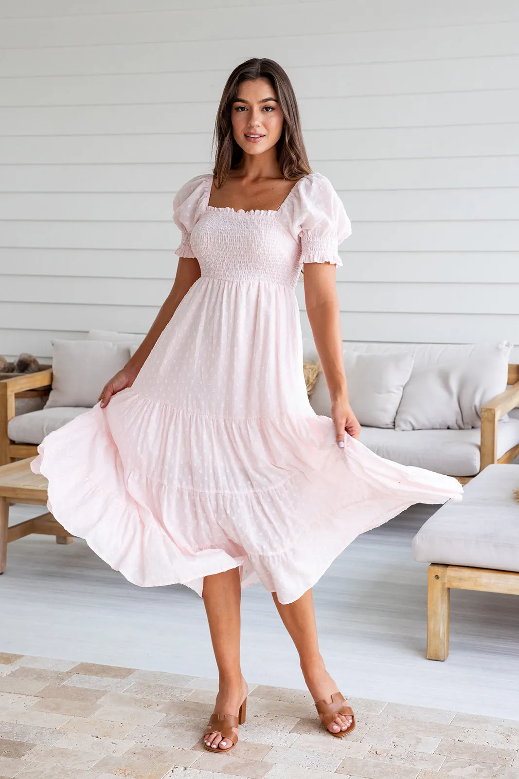 Debbie Midi Dress-Pink