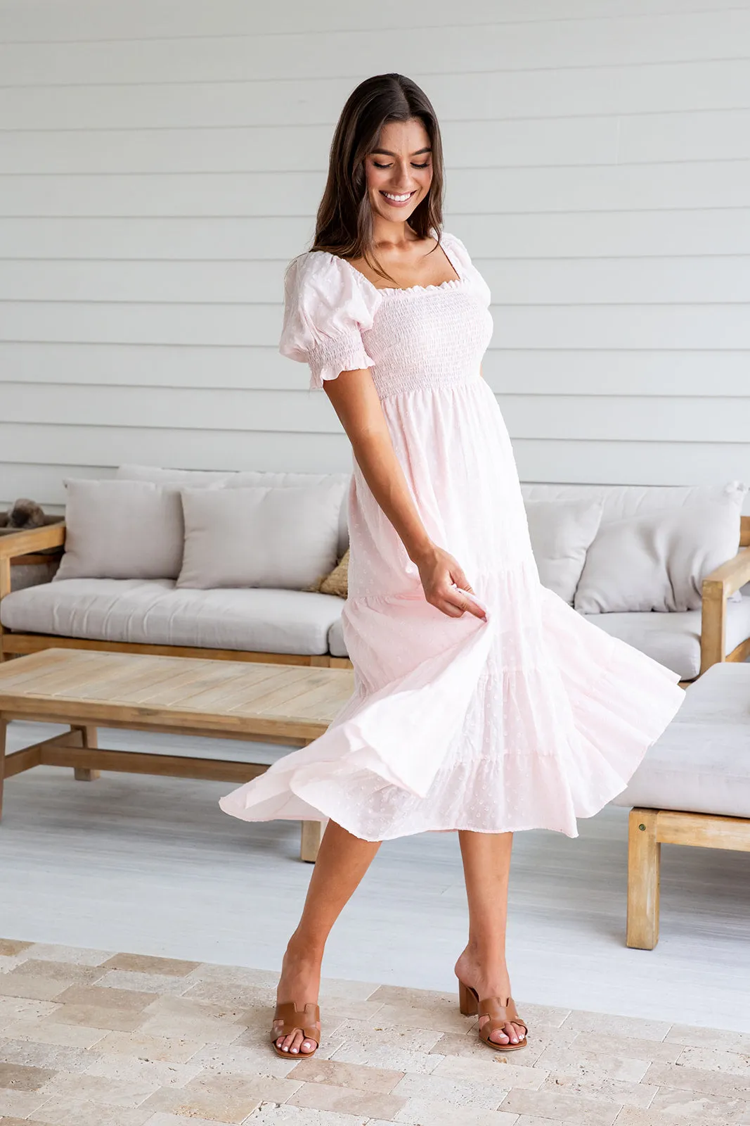 Debbie Midi Dress-Pink