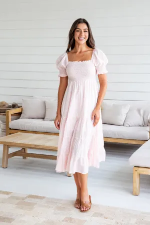 Debbie Midi Dress-Pink