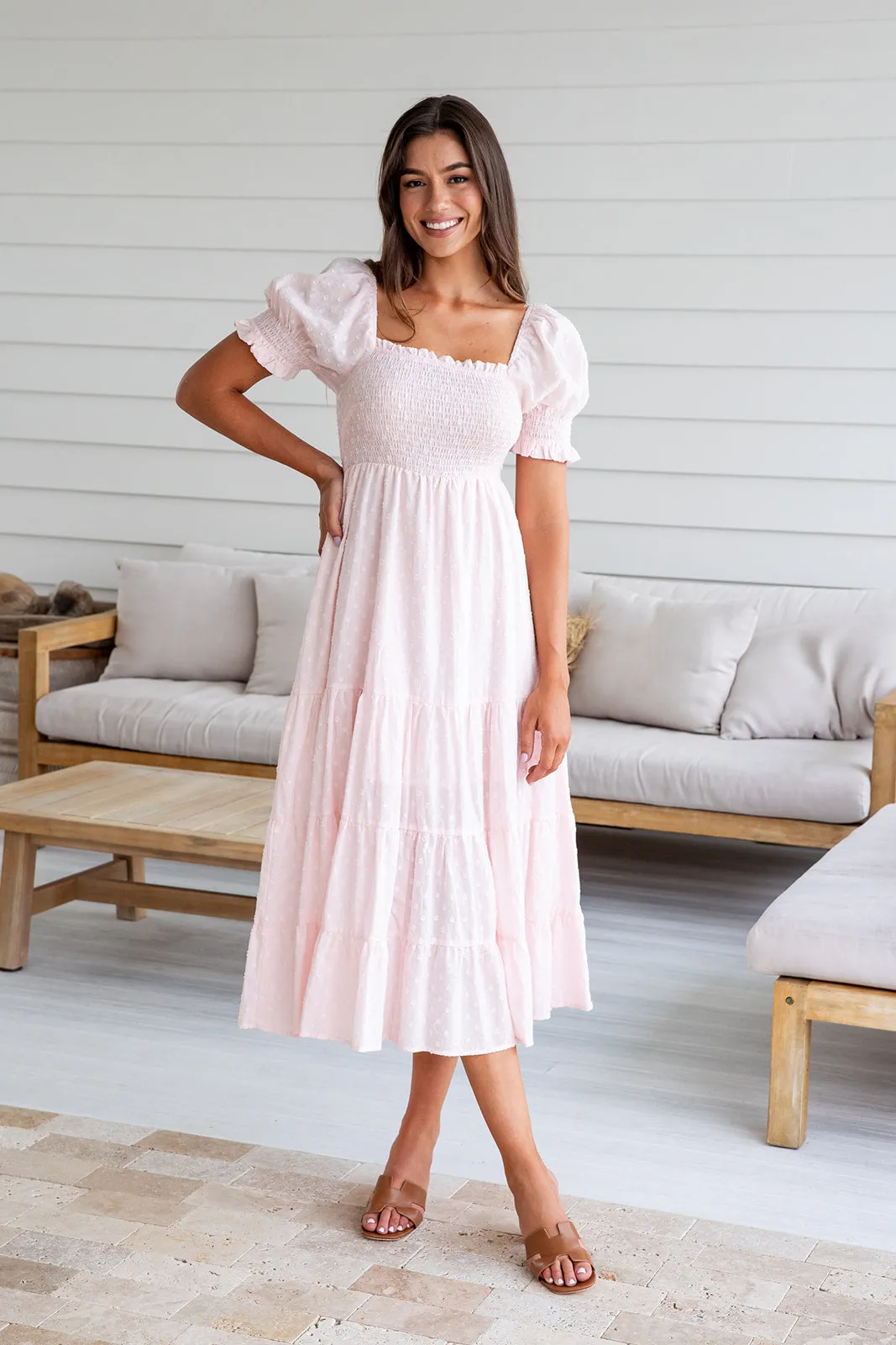 Debbie Midi Dress-Pink
