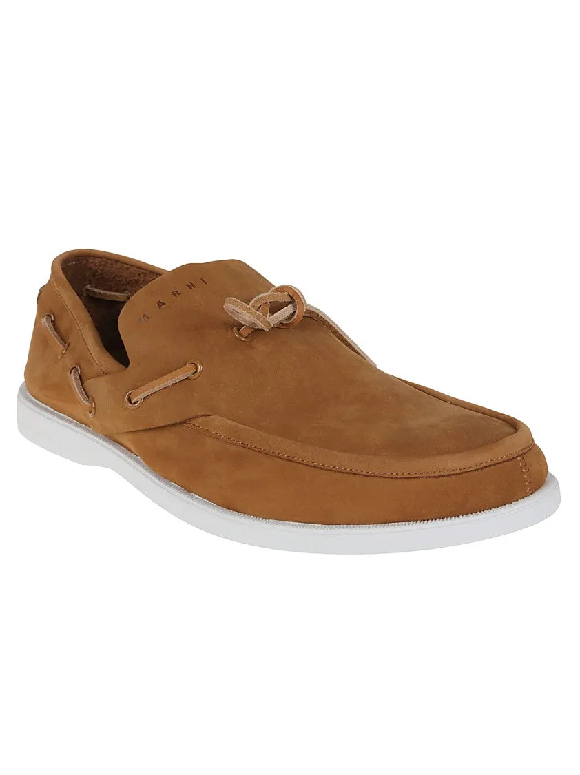 Deconstructed Nubuck Boat Loafers With Leather Laces