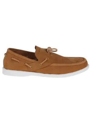 Deconstructed Nubuck Boat Loafers With Leather Laces