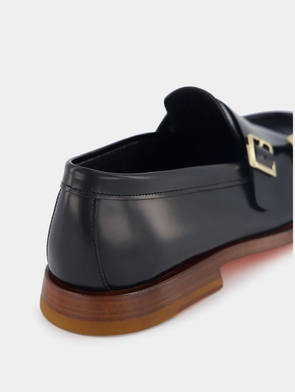 Double-Buckle Leather Loafers