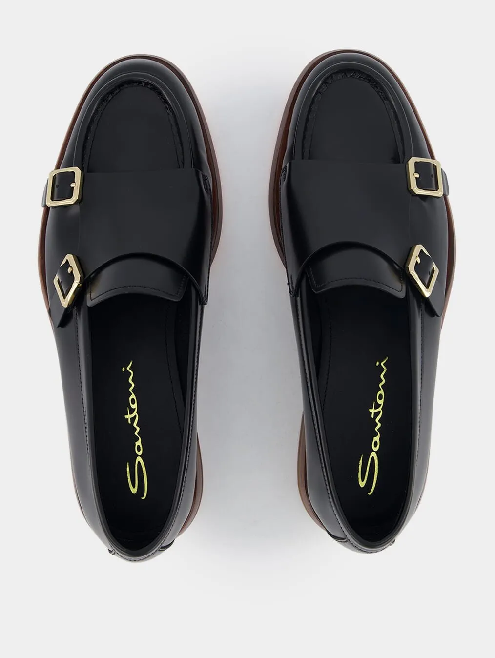 Double-Buckle Leather Loafers