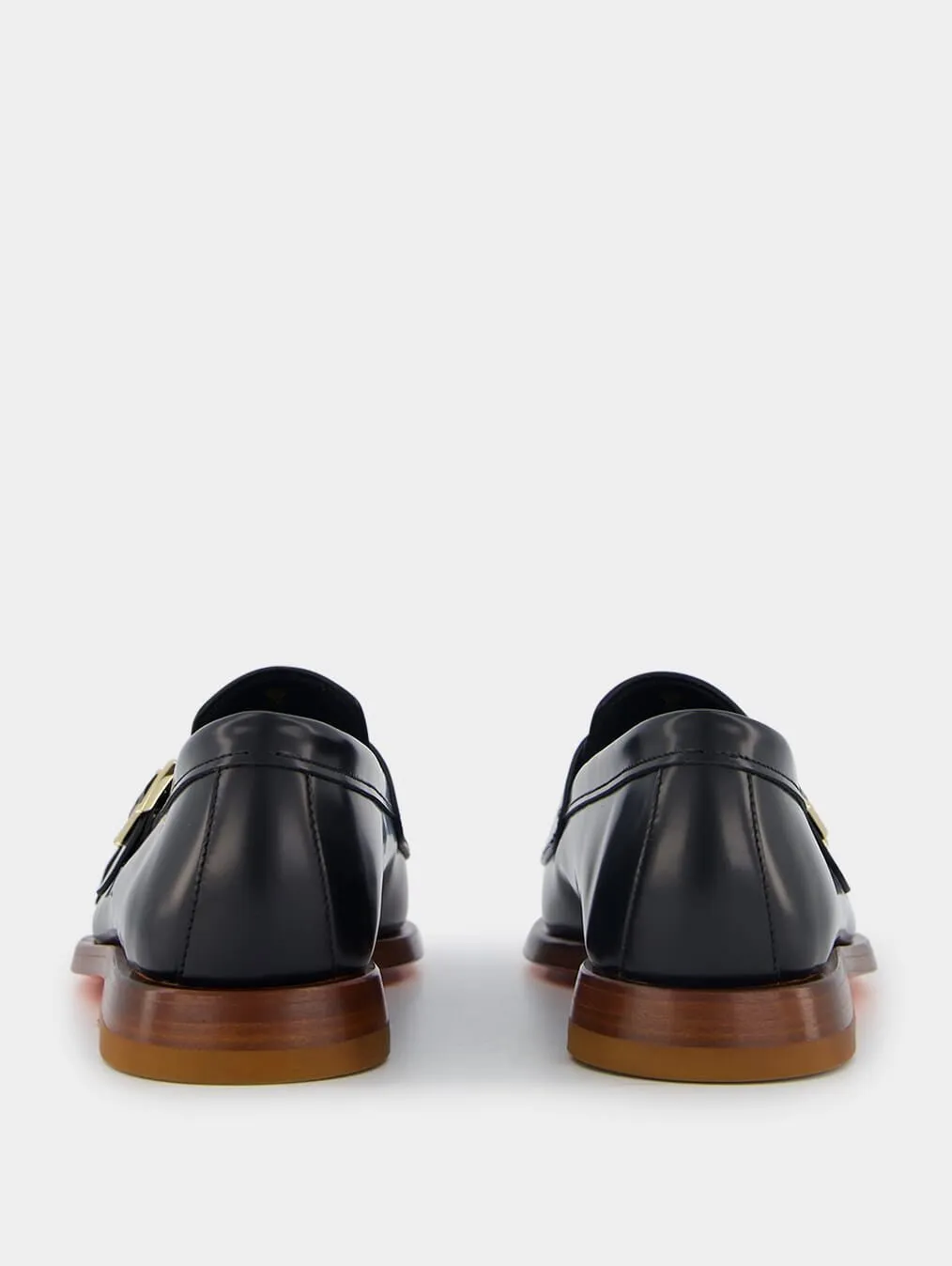 Double-Buckle Leather Loafers