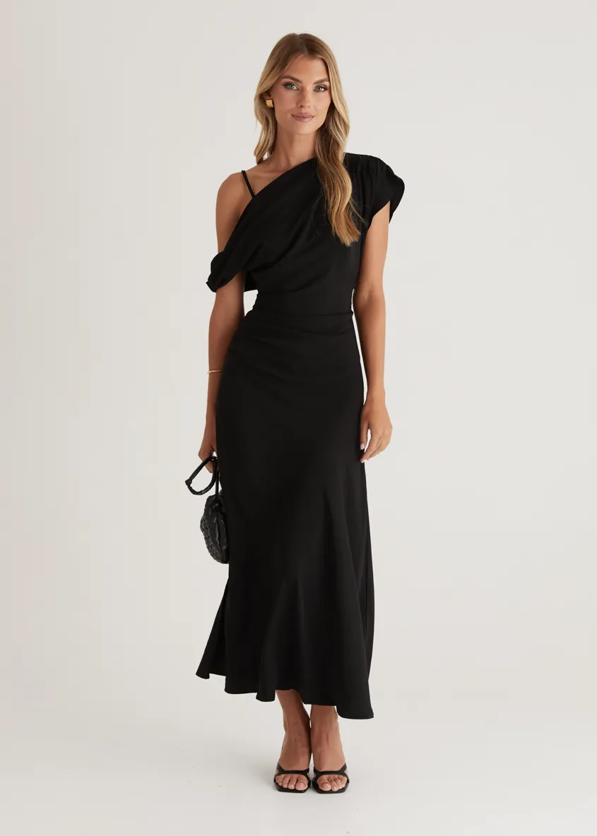 Evie Drop Shoulder Maxi Dress - Black