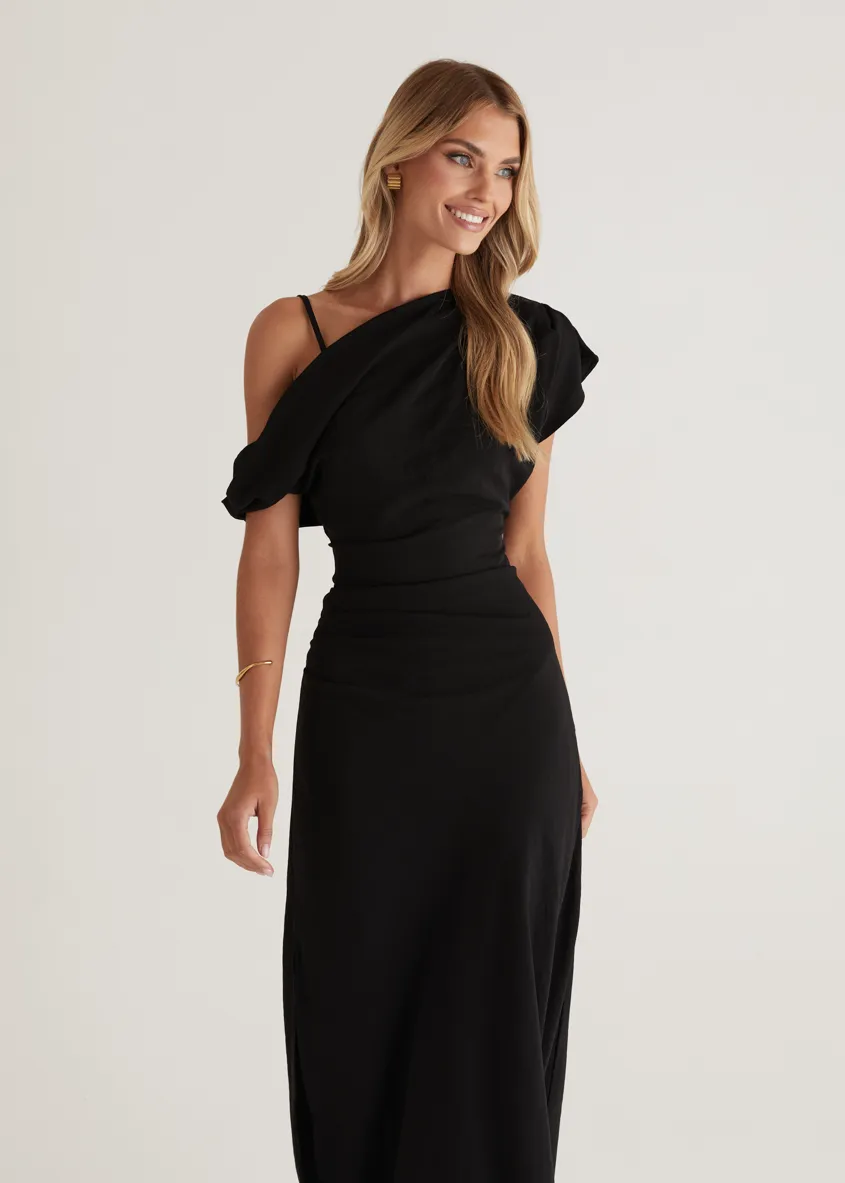 Evie Drop Shoulder Maxi Dress - Black